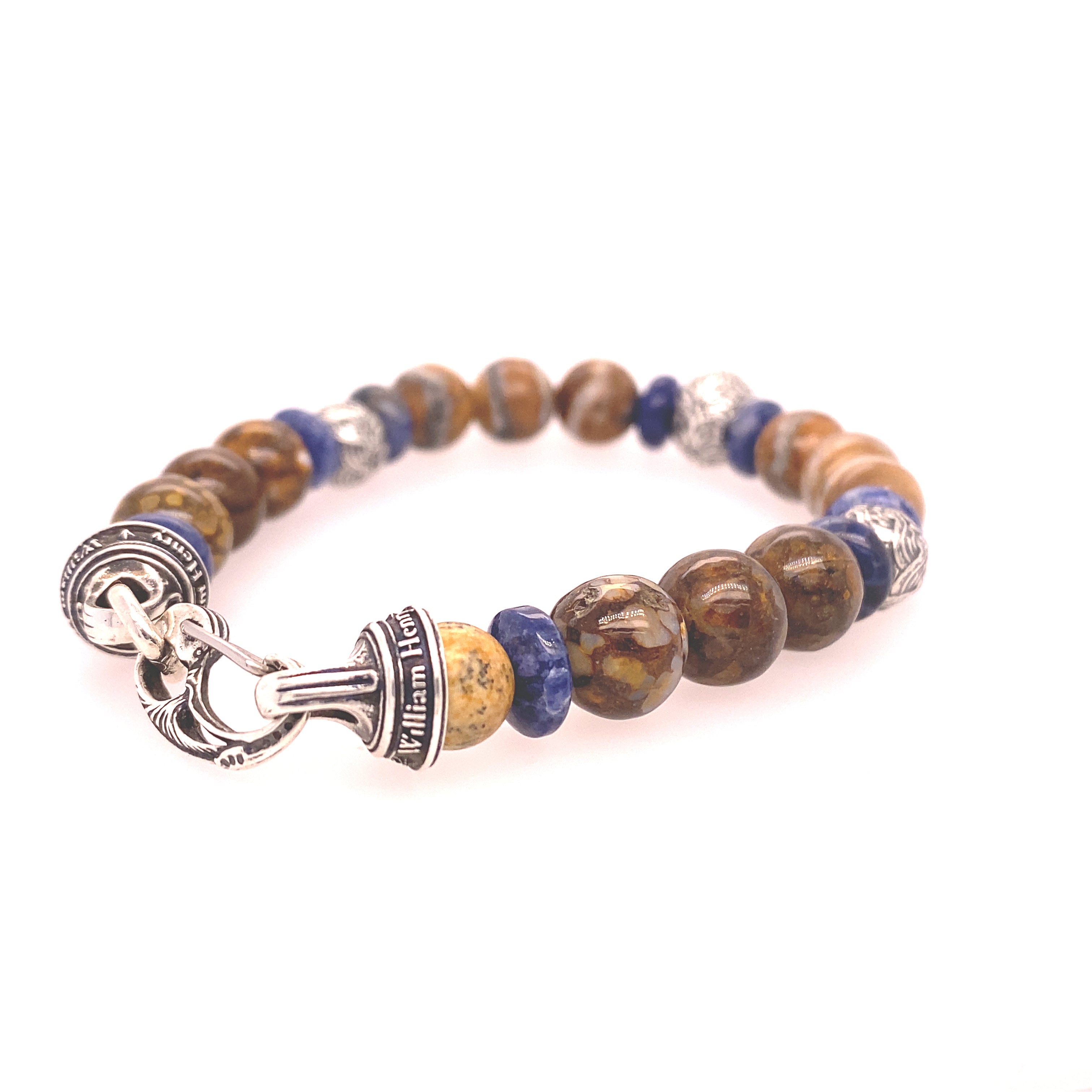 William Henry Sand and Sea Fire Opal, Sodalite and Wooly Mammoth Beaded Bracelet