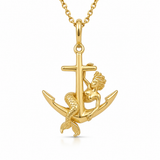 14K Yellow Gold Mermaid on Anchor Pendant/Charm