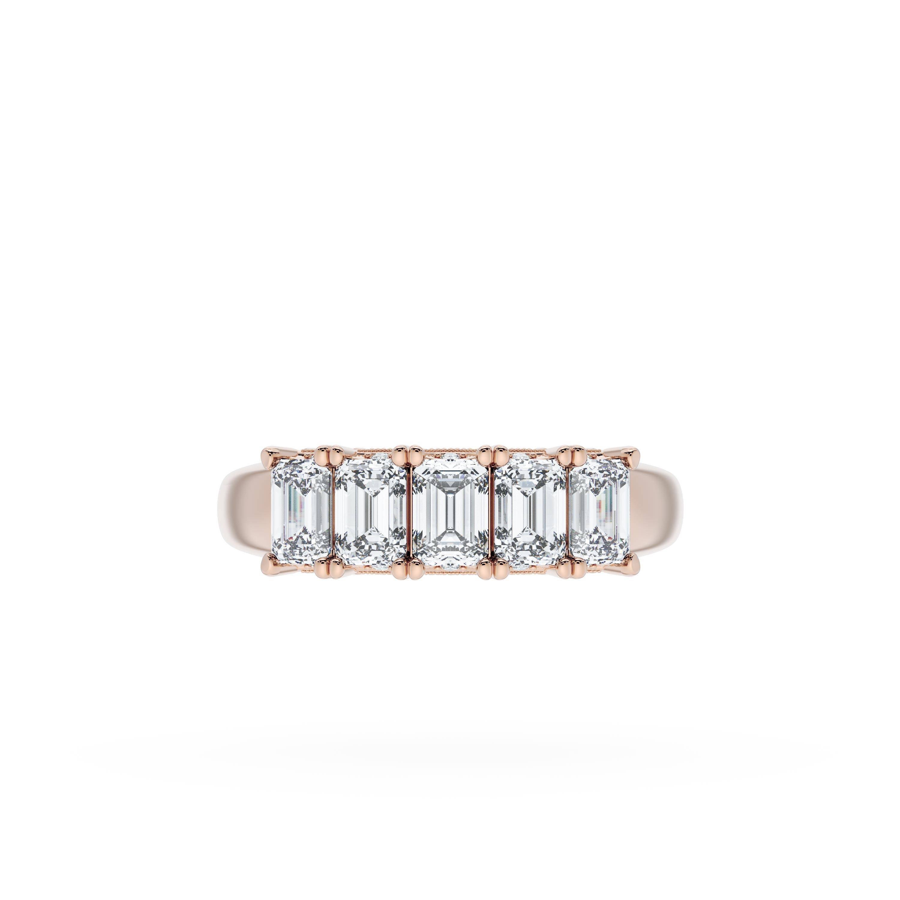 Emerald Cut Diamond Eternity Band in 18kt Rose Gold