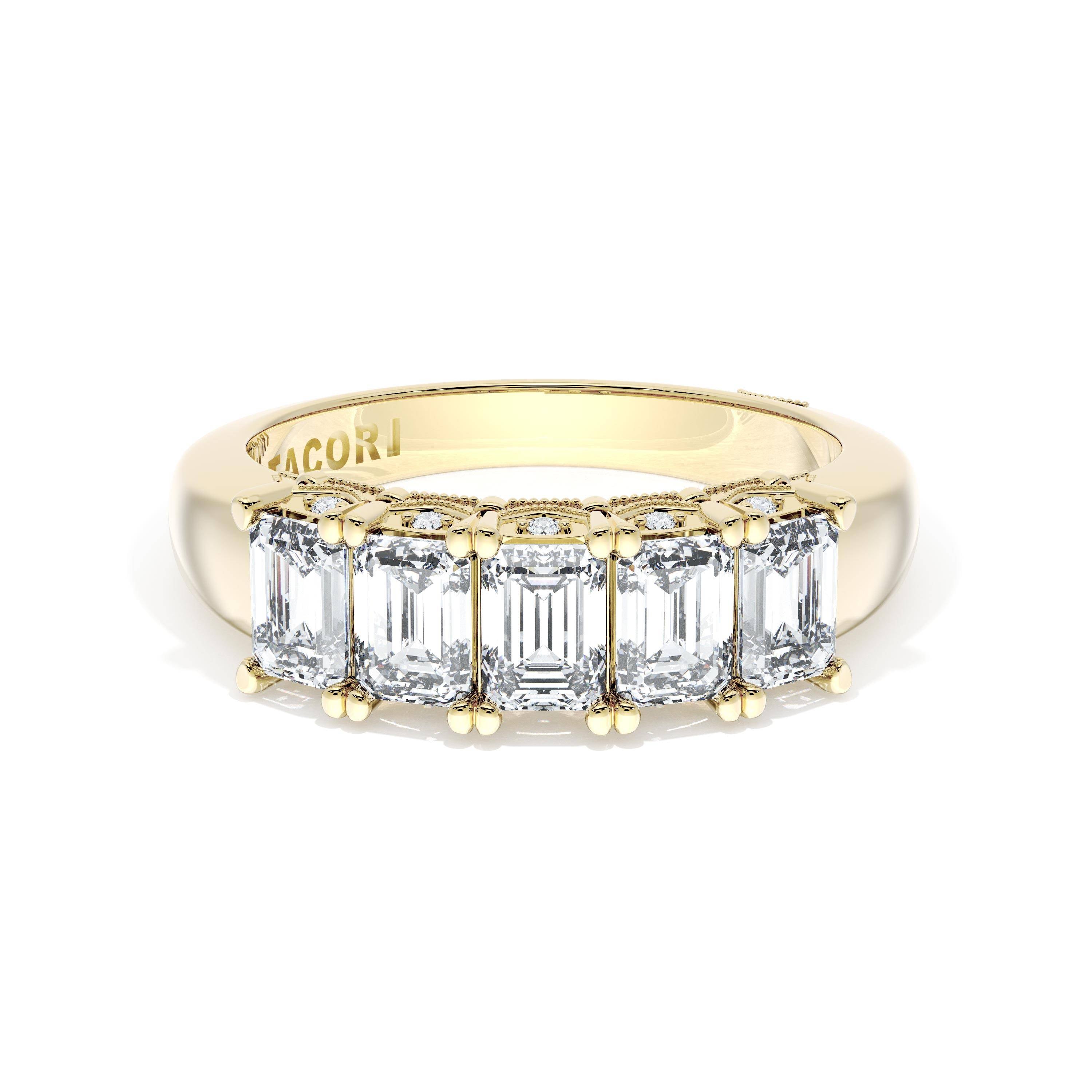 Emerald Cut Diamond Eternity Band in 18kt Yellow Gold