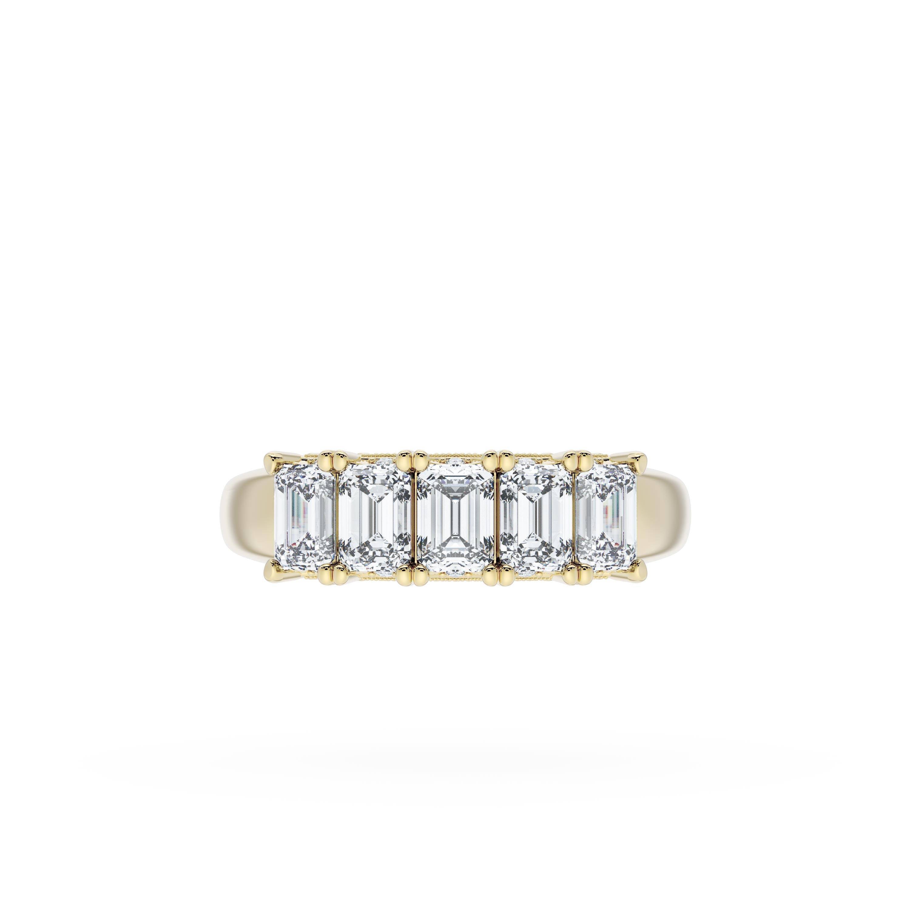 Emerald Cut Diamond Eternity Band in 18kt Yellow Gold