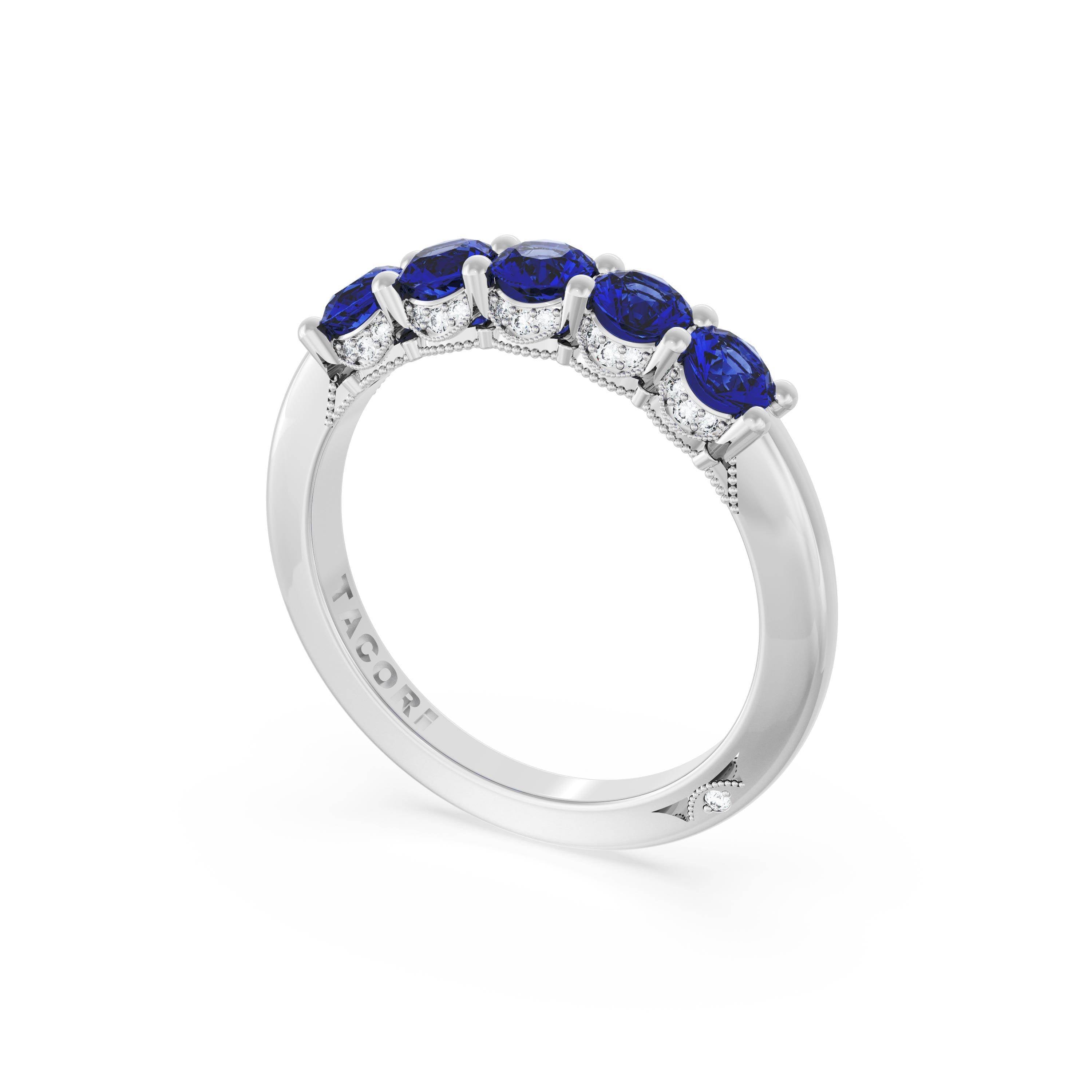 Round Cut Blue Sapphire Eternity Band in 18kt White Gold