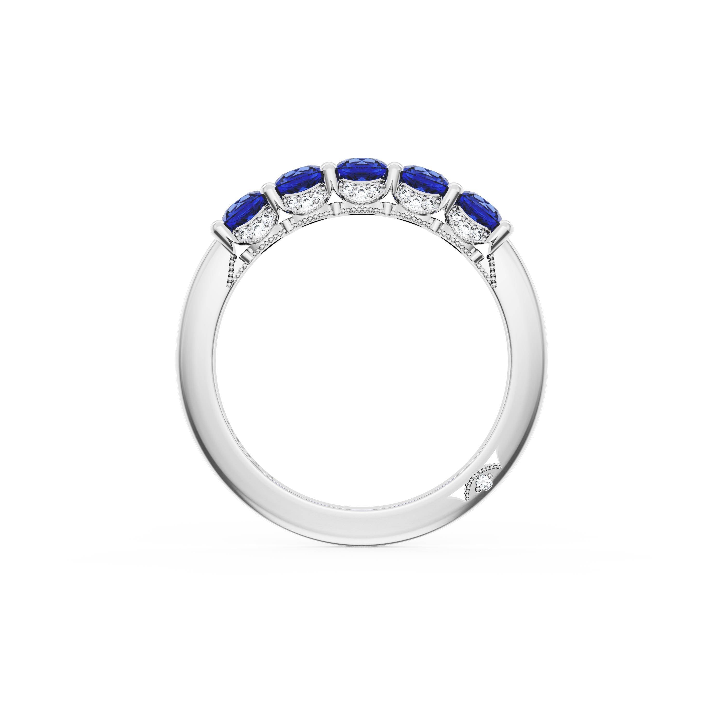 Round Cut Blue Sapphire Eternity Band in Platinum