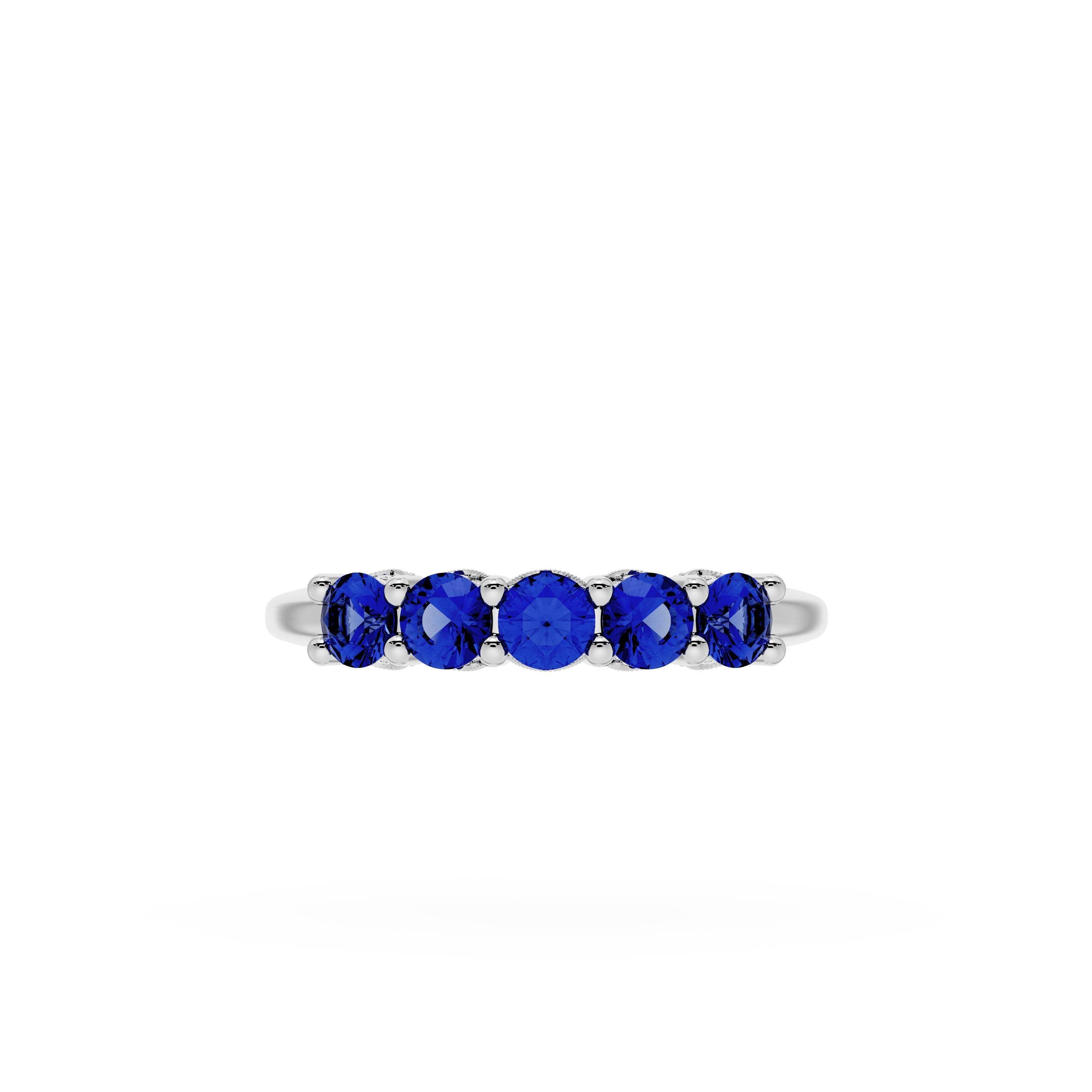 Round Cut Blue Sapphire Eternity Band in Platinum