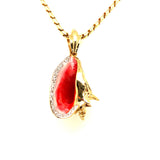 Large Conch Shell Pendant with Diamonds