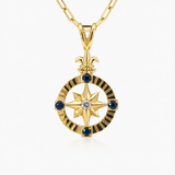 14K Yellow Gold Compass 0.60ctw Sapphire Pendant/Charm