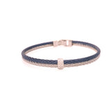 ALOR Blueberry & Grey Cable Fused Bracelet with 18kt White Gold & Diamonds