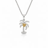 18K Two Tone 0.03 ctw Palm Tree Diamond Pendant/Charm