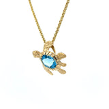 Sea Turtle With Blue Topaz