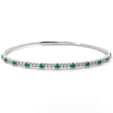 14K White Gold Bangle 0.55ctw Emerald Bracelet
