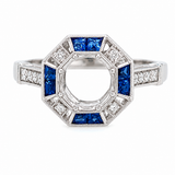 14K White Gold Halo Semi Mount Engagement Ring