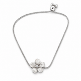 14K White Gold 0.04 ctw Plumeria Diamond Bracelet