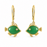 14K Yellow Gold Drop Chyrsoprase Earrings