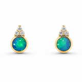 14K Yellow Gold Stud Opal Earrings