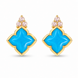 14K Yellow Gold Stud Turquiose Earrings