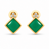 14K Yellow Gold Stud Chyrsoprase Earrings