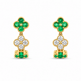 18K Yellow Gold Huggie 0.51ctw Emerald Earrings