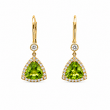 18K Yellow Gold Dangle 2.80ctw Peridot Earrings