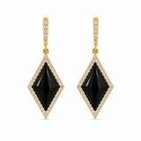 14K Yellow Gold Drop Onyx Earrings