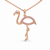 14K Rose Gold Flamingo 0.17ctw Sapphire Pendant/Charm