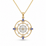 14K Two Tone Compass 0.25ctw Tanzanite Pendant/Charm