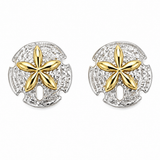 14K Two Tone Stud Women's Earrings