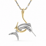 14K Two Tone Marlin On Hook Pendant/Charm