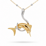 14K Two Tone Marlin on Hook Pendant/Charm