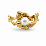 14K Yellow Gold Freshwater Mermaid Pearl Ring
