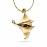 14K Yellow Gold 0.03 ctw Manta Ray Diamond Pendant/Charm