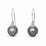 14K White Gold Dangle Pearl Earrings
