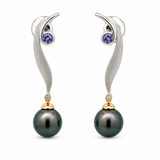 Sterling Silver Two Tone Drop Pearl Earrings