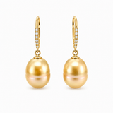 14K Yellow Gold Dangle Pearl Earrings