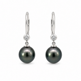 14K White Gold Dangle Pearl Earrings