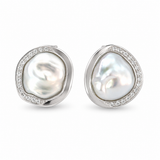 18K White Gold Keshi Stud Pearl Earrings