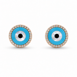 14K Rose Gold Stud 0.17ctw Turquiose Earrings