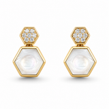 14K Yellow Gold Stud Mother of Pearl Earrings