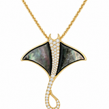 14K Yellow Gold 0.55 ctw Manta Ray Diamond Necklace