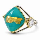 18K Two Tone Key West Turquiose Ring