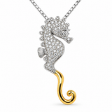 18K Two Tone 0.46 ctw Seahorse Diamond Pendant/Charm