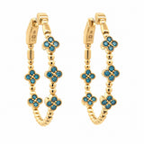 14K Yellow Gold 0.45 ctw Medium Hoop,Blue Diamond Earring