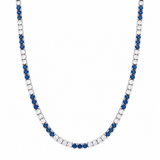 14K White Gold Tennis 8.14ctw Sapphire, Diamond Necklace