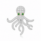 18K White Gold 0.58 ctw Octopus Diamond Pendant/Charm