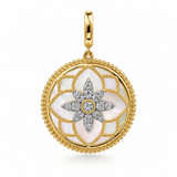 14K Yellow Gold medallion 6.25ctw Mother of Pearl Pendant/Charm