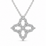 18K White Gold 0.50 ctw Flower Diamond Necklace