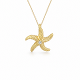 14K Yellow Gold 0.10 ctw Starfish Diamond Pendant/Charm