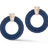 ALOR Rose Gold and Blueberry Stainless Steel Earrings