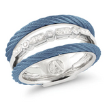 ALOR Diamond and Blue Cable Ring