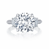 18K White Gold 3 Stone Semi Mount Engagement Ring