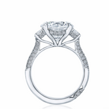18K White Gold 3 Stone Semi Mount Engagement Ring